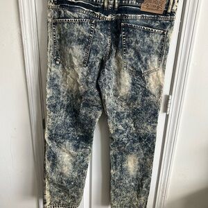 Grindhouse Men's Acid Wash Jeans - Blue/White